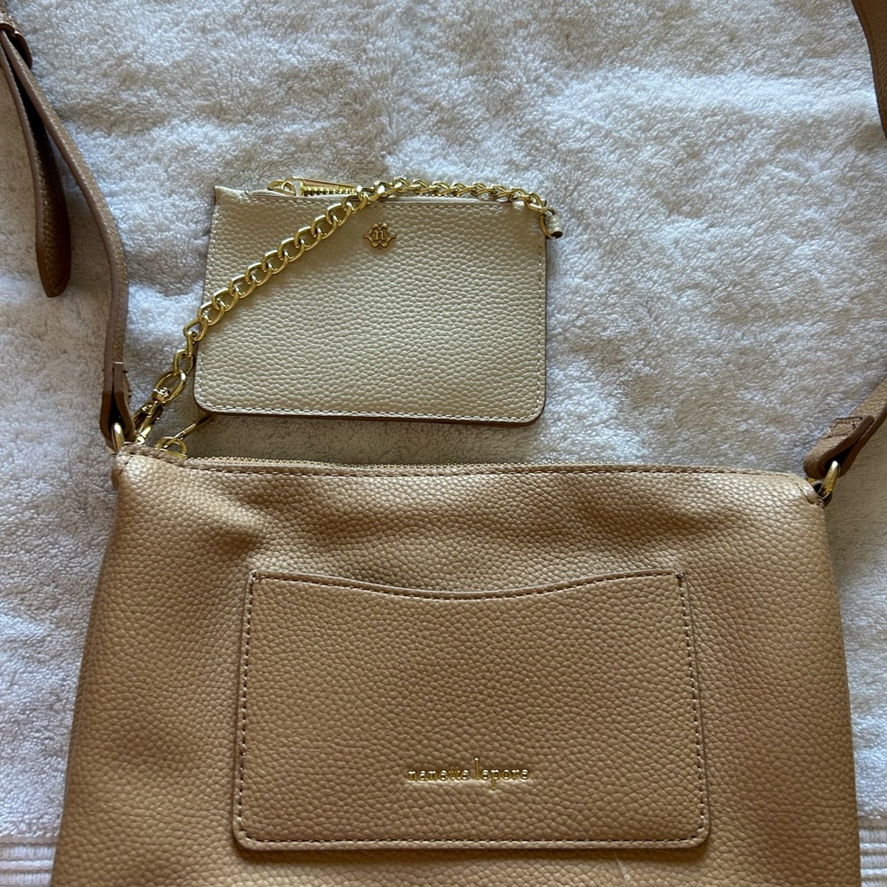 Nanette Lepore Tan Crossbody Bag with Gold Chain